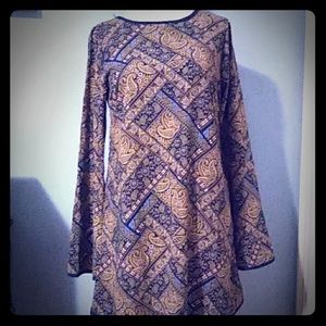 Blue Boho Mini Dress Sm M Peephole  One Love